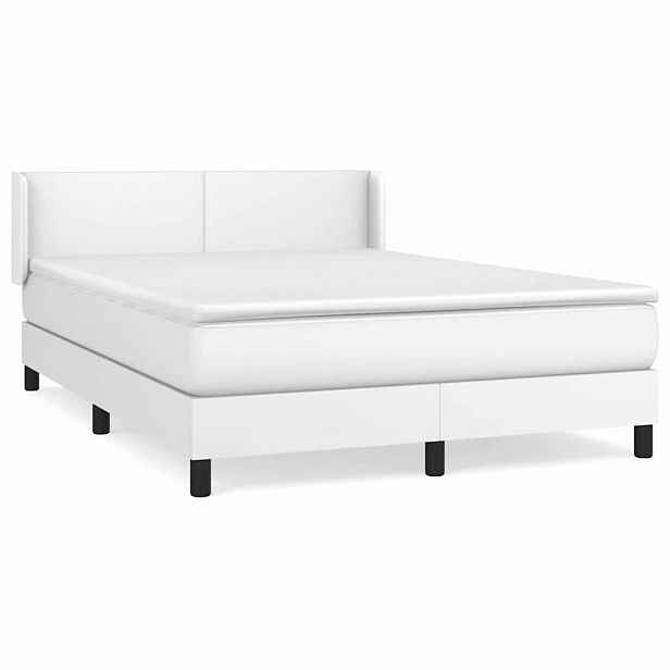 vidaXL Box spring postel s matrací bílá 140x200 cm umělá kůže
