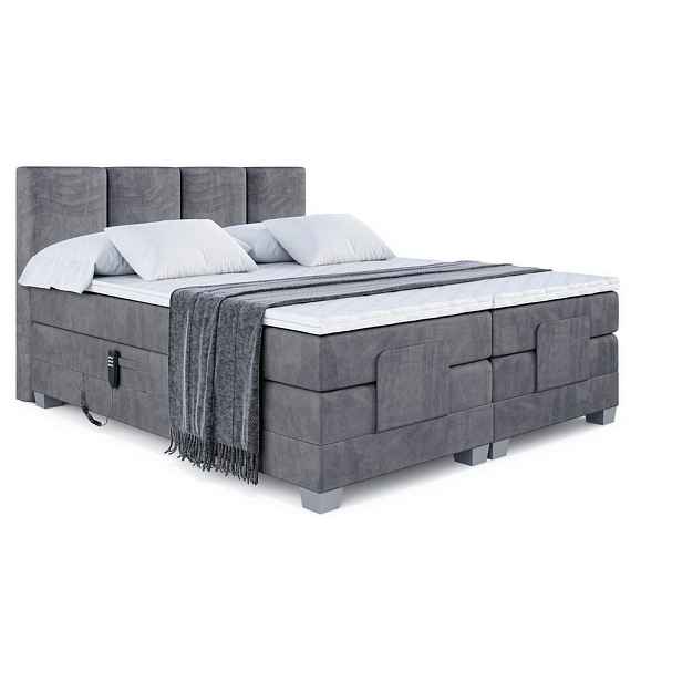 ALTDECOR BOXSPRINGOVÁ POSTEL s matrací H3/H4 - ROKS EL - 180x200 cm Tmavě šedá