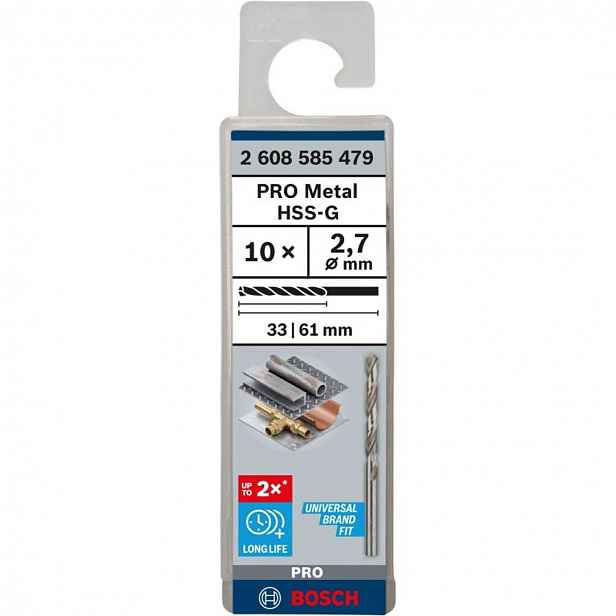 Bosch - Sada vrtáků do kovu, 2,7x61 mm, 10 ks 2608585479