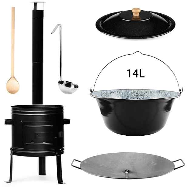 Perfect Home PL-Set-72 Kotlíková souprava 14L, 6ks – kotlina/kotlík/poklice/vařečka/naběračka/deska