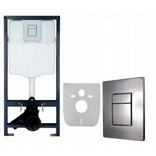 Podomítkový Set Wc Rám Aquatech Tlačítko Lesklý Chrom