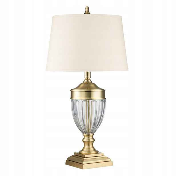 Stolní lampa Dennison E27 60W kartáčovaná mosaz krémová Quoizel