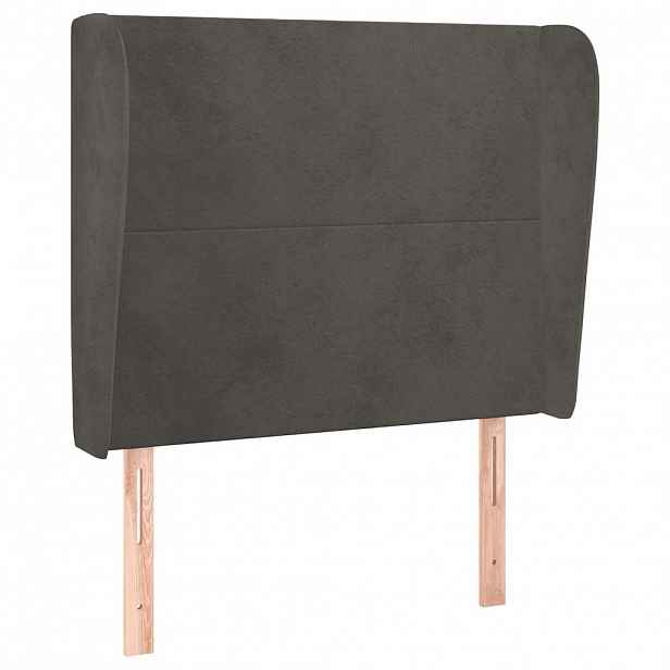 vidaXL Čelo postele typu ušák tmavě šedé 83 x 23 x 118/128 cm samet