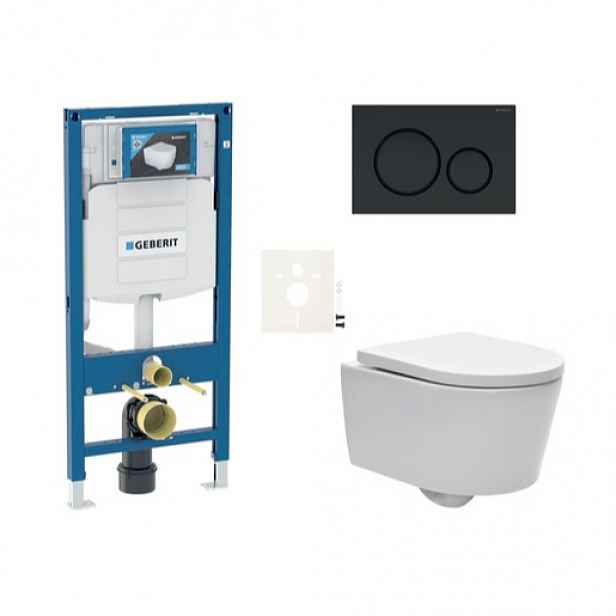 Závěsný WC set Geberit do lehkých stěn / předstěnová + WC SAT Brevis SIKOGESBRES20BL