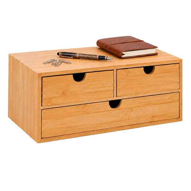 Relaxdays ORGANIZÉR Přírodní bambus se zásuvkami 14x33x21 cm