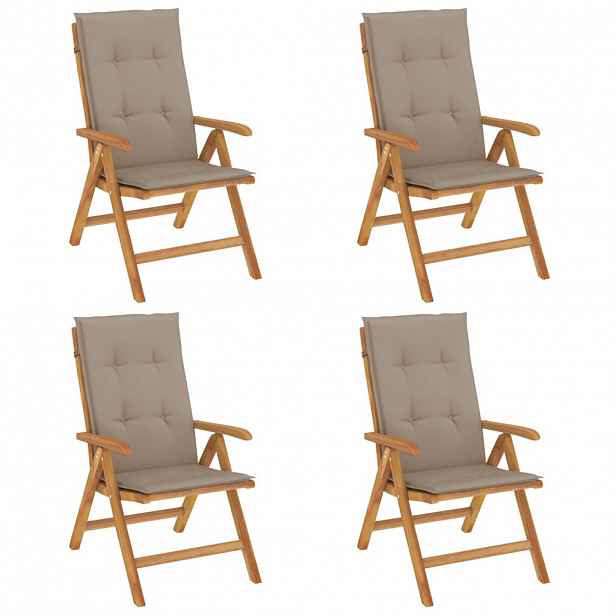 vidaXL Skládací polohovací křesla s polštáři 4 ks, masivní teak