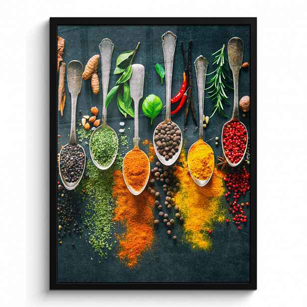 MuchoWow PLAKÁT V RÁMU Bylinky - koření - lžíce 60x80 cm