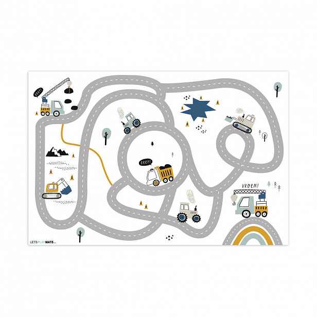 OnlyWow DĚTSKÝ KOBEREC Staveniště - Bagr - Auto - Rainbow - Design 105x70 cm