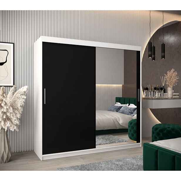 Skříň s posuvnými dveřmi v šířce 200 cm TIMEA 2 - bílá / černá