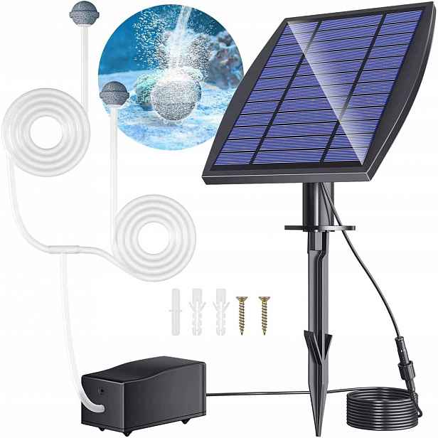 Solární Provzdušňovač Jezírka Kyslíková Pumpa S Hadicí 1800 mAh Vzduchový Kámen