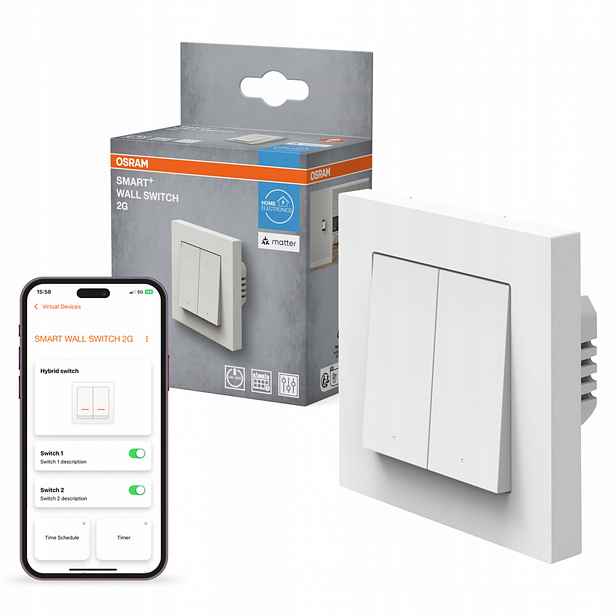 Spínač Nástěnný Dvojitý Programovatelný Inteligentní Smart WiFi