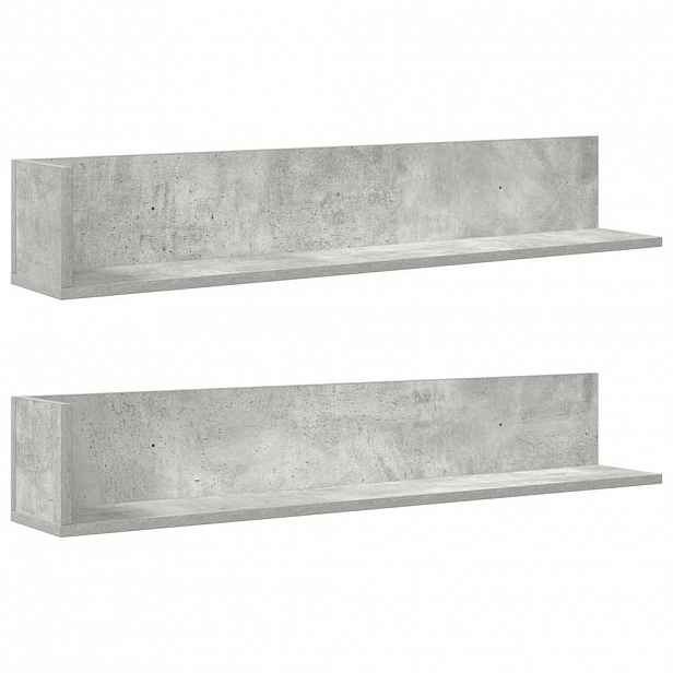 vidaXL Nástěnné police 2 ks betonově šedé 100x16,5x16,5 cm kompozit
