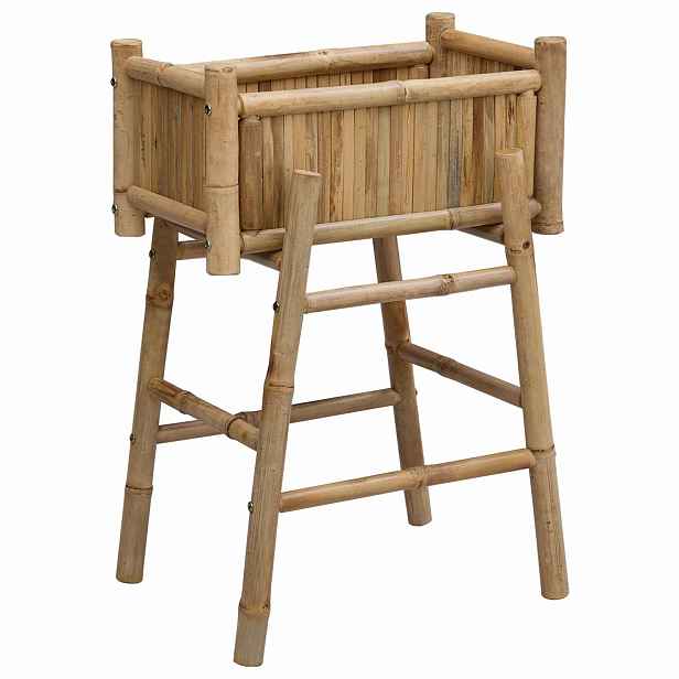 vidaXL Zahradní květináč s držákem Přírodní 50 x 38 x 74 cm Bambus