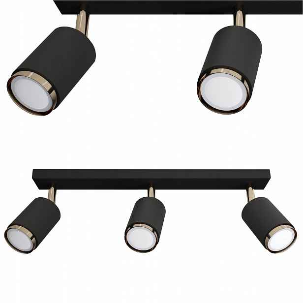 Závěsná ocelová lampa Idun 3 bodová 3x GU10 45 cm černo-zlatá stropní svítidlo