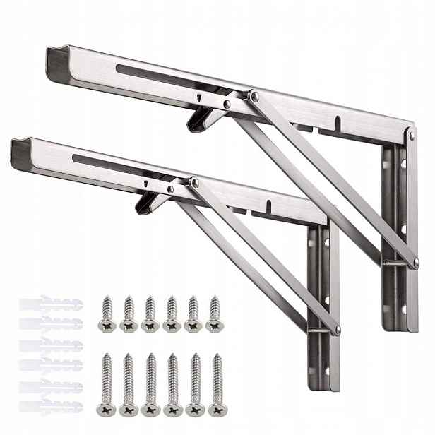 Set 2x Skládací Úhelník Pod Poličku Stůl Deska 400×170 mm do 150 kg