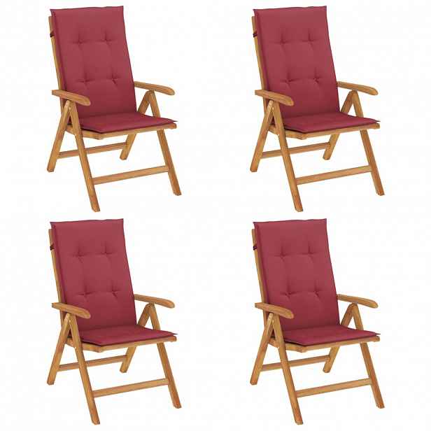 vidaXL Skládací polohovací křesla s polštáři 4 ks, masivní teak