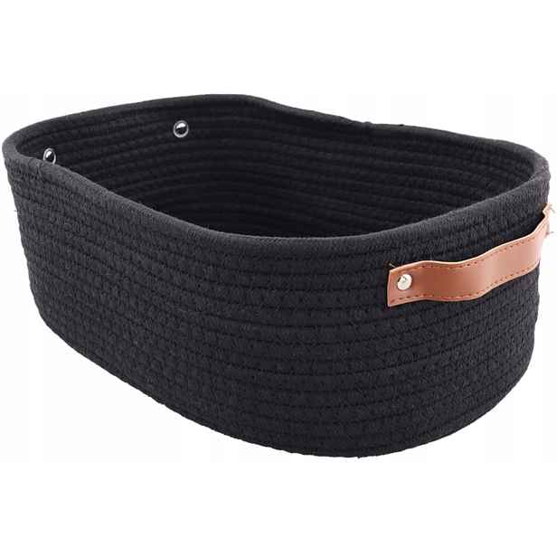 Košík na skladování bavlna pletený ve stylu boho 35x25x13 cm, černý