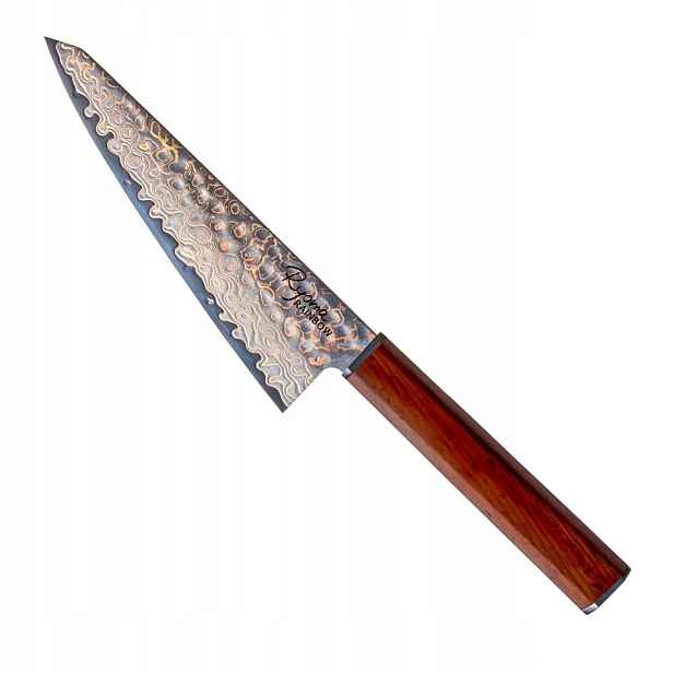 Nůž honesuki Ryoma Rainbow 14 cm AUS10 damast s mědí a mosazí RR02