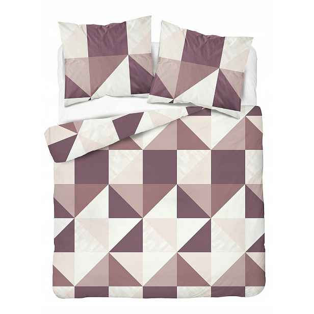 Povlečení saténové 220x200 bílá fialová s geometrickým vzorem Home Satin