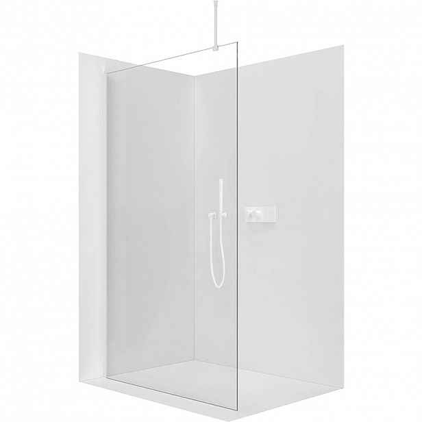 Sprchová zástěna Walk-in Onyx Top Round L/P - 8 mm - kulatá vzpěra - bílá matná, transparentní sklo - 110x200 cm
