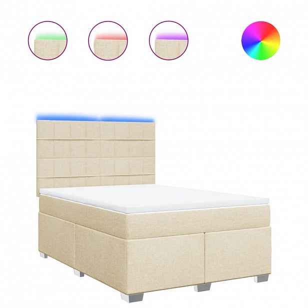 vidaXL Box spring postel s matrací krémová 140x190 cm textil