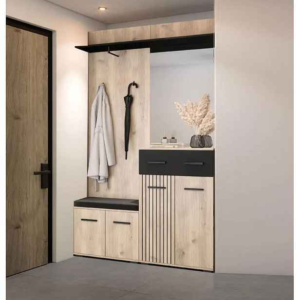 Casarredo Malá předsíňová sestava ZEMURA - bílý dub / černá