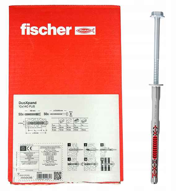 Fischer Hmoždinka rámová rozpěrná s vrutem DuoXpand 10x140 Fus 50 Ks.