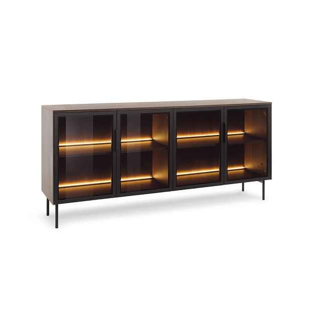 MASSENO KOMODA GLORIA, 181,3x39,3x82,6 cm se 4 dvířky, dekor dub