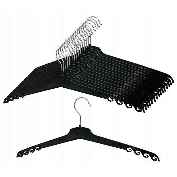 Set Plastový věšák Černý Oblečení 50 kusů