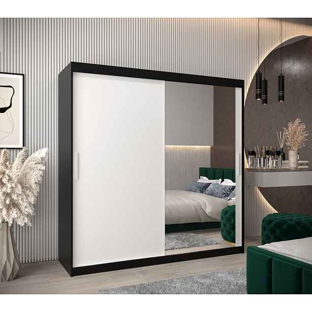 Skříň s posuvnými dveřmi v šířce 200 cm TIMEA 2 - černá / bílá