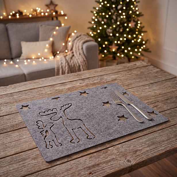 Vánoční filcové prostírání NATALE IV. šedá 30x40 cm