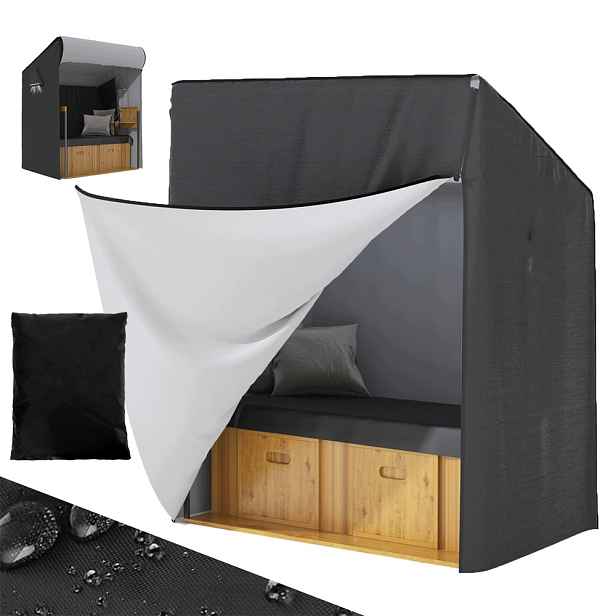 Voděodolný obal na plážový koš 135x105x175/140 Cm se zámkem Černý