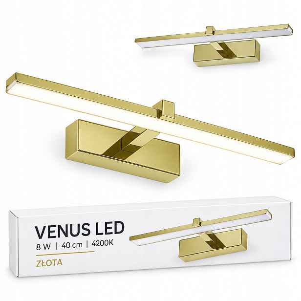 Nad zrcadlo je svítidlo Venus 8W 40 cm zlaté Led 580lm 4200K IP44 do koupelny