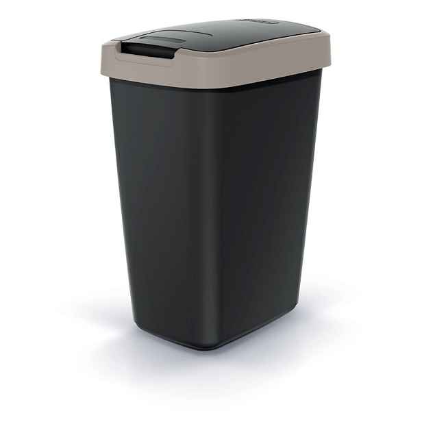 Prosperplast Odpadkový koš COMPACTO FLAS s víkem černý/světle hnědý, varianta 45 l