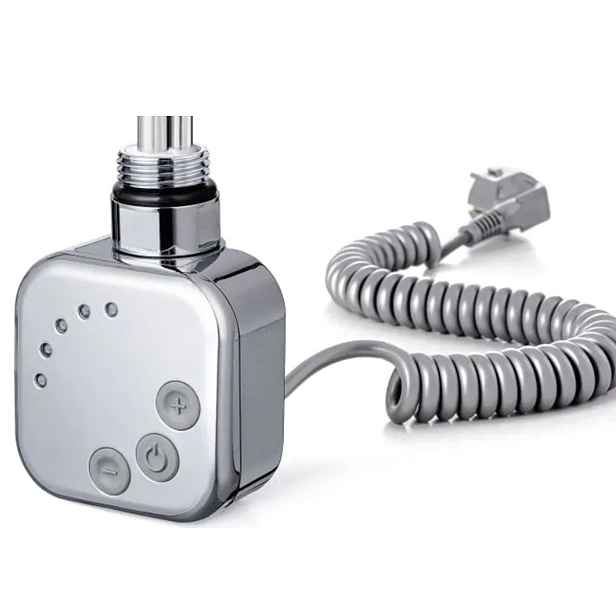 Topná tyč BURGH s termostatem a časovačem — Barva topné tyče - Chrom, Typ připojení - Kroucený kabel, Výkon topné tyče - 400 W