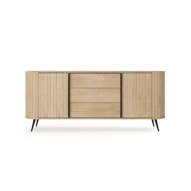 MASSENO KOMODA CARA, 196x40,2x81,8 cm se 3 zásuvkami a 2 dvířky, dekor dub