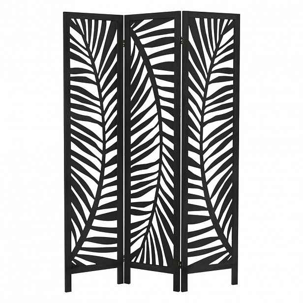 ML-DESIGN PARAVÁN, 3dílný, Fukuoka, 170 × 121 cm, černý, ze dřeva