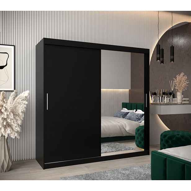Skříň s posuvnými dveřmi v šířce 200 cm TIMEA 2 - černá