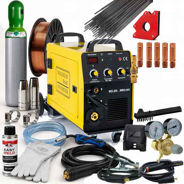 Svařovací stroj Magnum Mig 200 Mma Kn Mig/mag Fcaw 200A 230V Igbt Migomat SET3