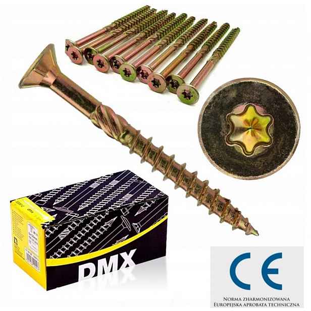 Tesařské Vruty Do Dřeva Cs 6X280 Torx Betonová Hlavice Domax 100 Kusů