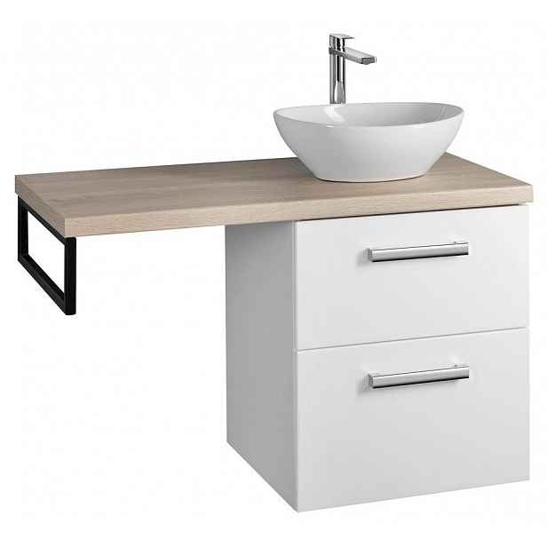 AQUALINE - VEGA sestava koupelnového nábytku, š. 97,5 cm, bílá/dub platin VG052-02
