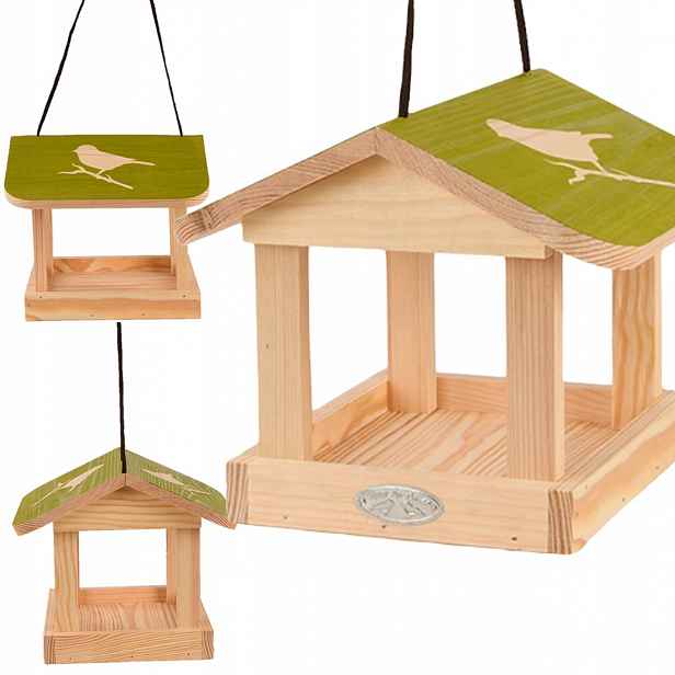 Krmítko Domeček pro ptáky závěsné se zelenou stříškou Esschert Design