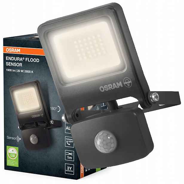Led reflektor s pohybovým a soumrakovým senzorem 20W 3000K 1800lm IP44 Endura