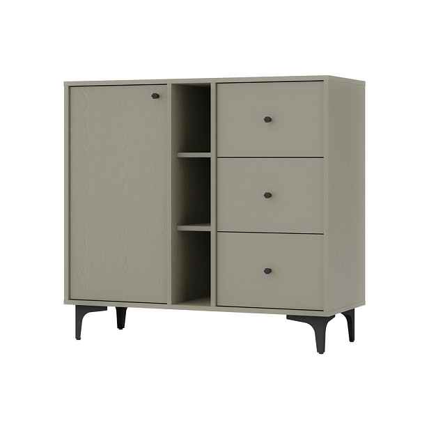 MASSENO KOMODA TORINO, 100/94/41 cm se 3 zásuvkami, počet dvířek: 1, světle zelená
