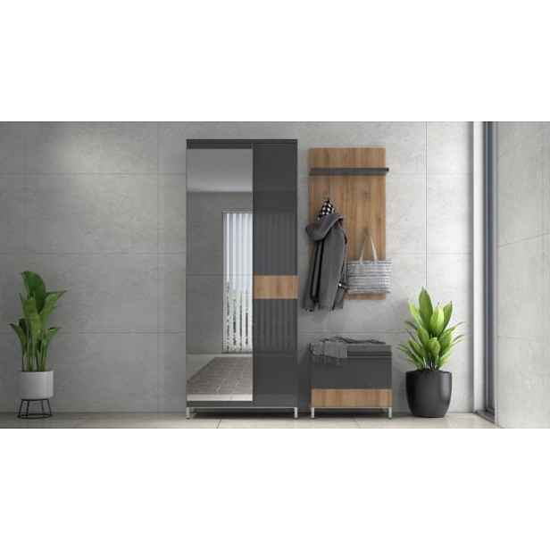 Předsíňová sestava Onyx - antracit lesk/ořech pacific lesk 3