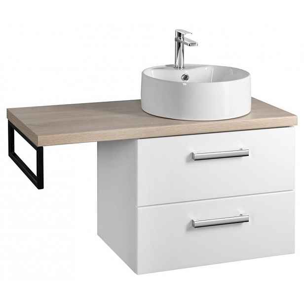 AQUALINE - VEGA sestava koupelnového nábytku, š. 97,5 cm, bílá/dub platin VG064-02
