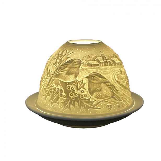 Bílý porcelánový svícen na čajovou svíčku jelen Paollo - Ø 12 * 8 cm Clayre & Eef