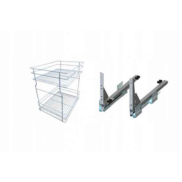 Koš do spodní skříňky Cargo 40 cm 400 Bílý 2p push Rejs plný výsuv