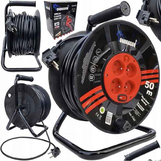 Ondragon Bubnový prodlužovací kabel 50 m 3×2,5 mm² IP44, 4 zásuvky
