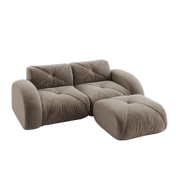 Redom MODULÁRNÍ pohovka 204/171/76 cm se stoličkou, měkký potah ze žinylky a výplň 32D pěnou, Taupe